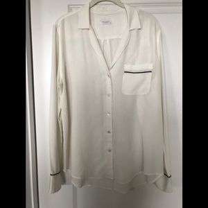 Silk white long sleeve top